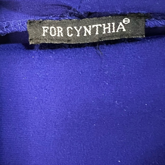 FOR CYNTHIA Electric Blue Sleeveless Blouse Layered Built in Cami w/Draping L - Picture 9 of 9